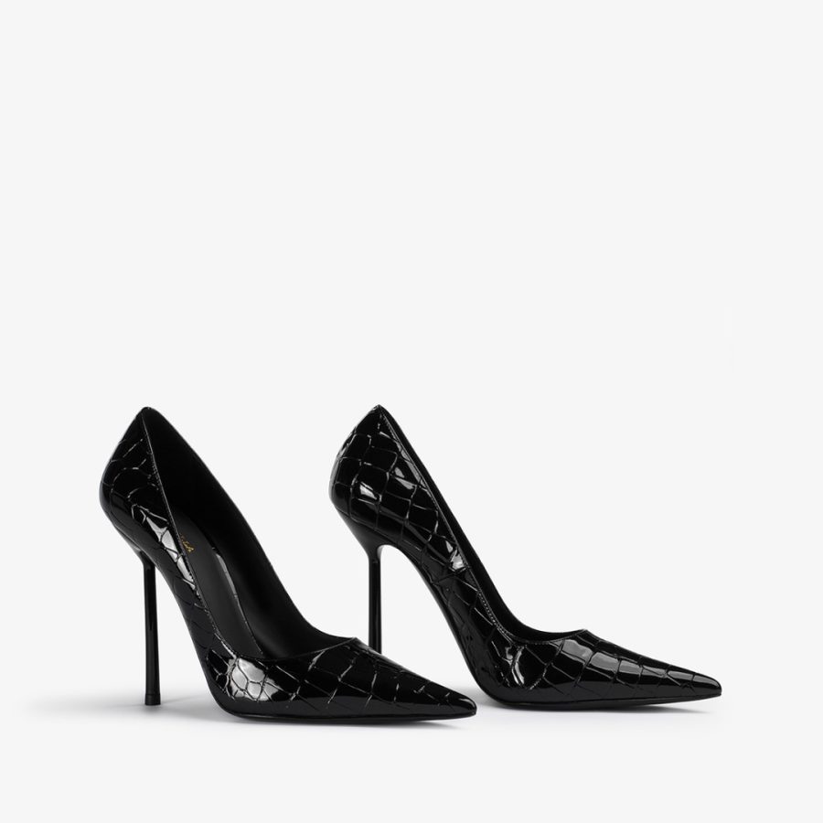 BELLA PUMP 120 mm-Black crocodile print pump - Image 2