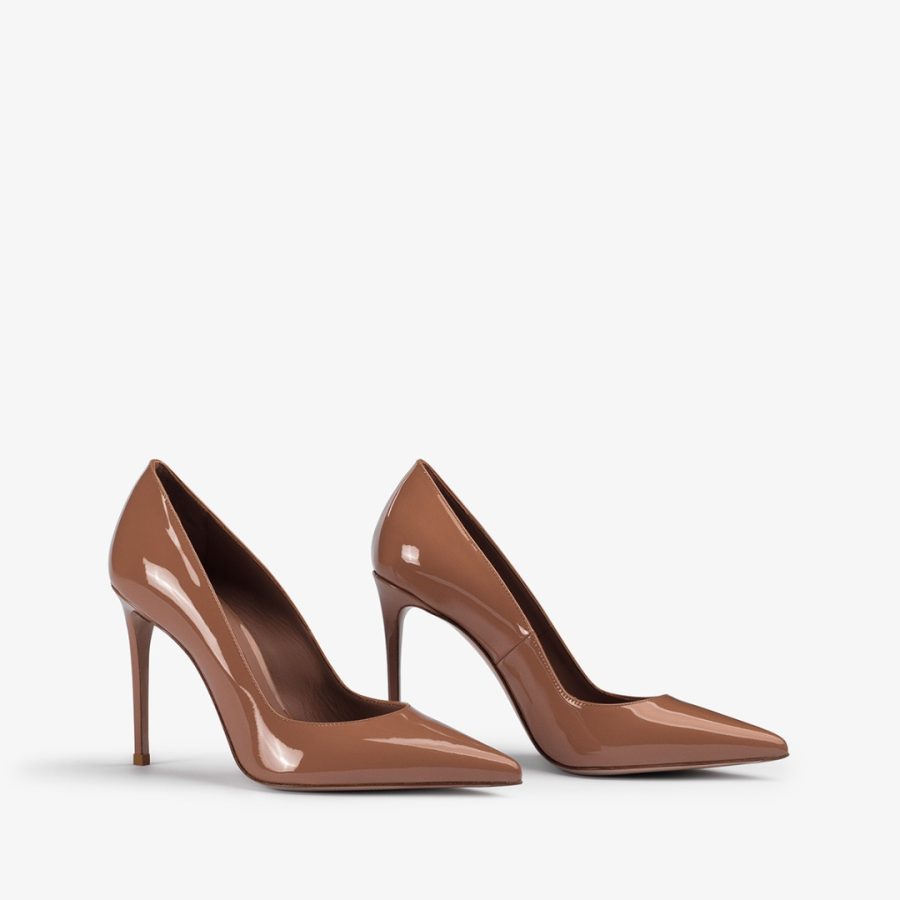 EVA PUMP 100 mm-Cake brown patent leather pump - Image 2