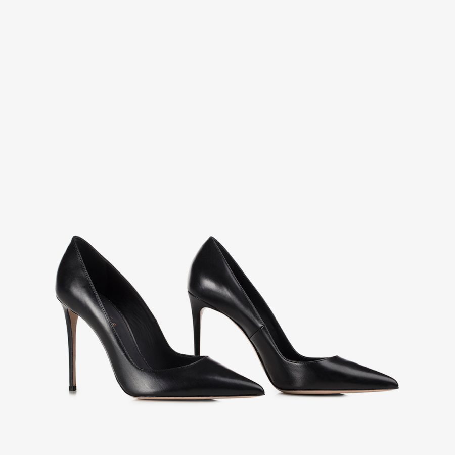 EVA PUMP 100 mm-Black leather pump - Image 2