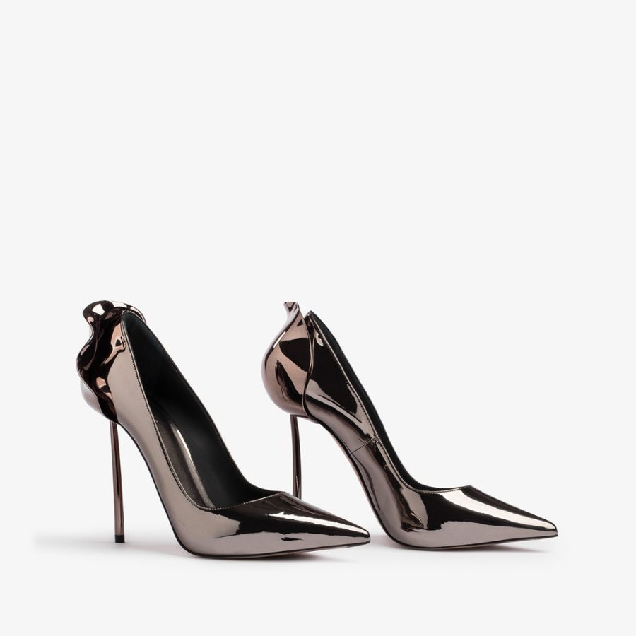 PETALO PUMP 120 mm-Pewter metallic pump - Image 2