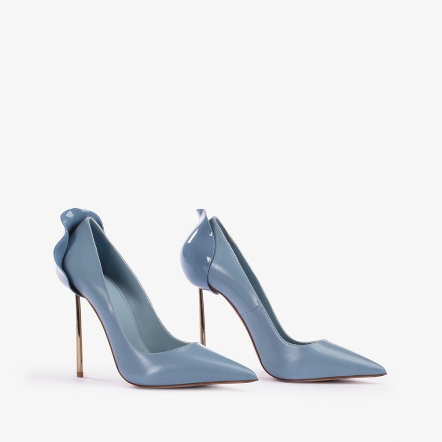 PETALO PUMP 120 mm-Nile light-blue leather pump - Image 2