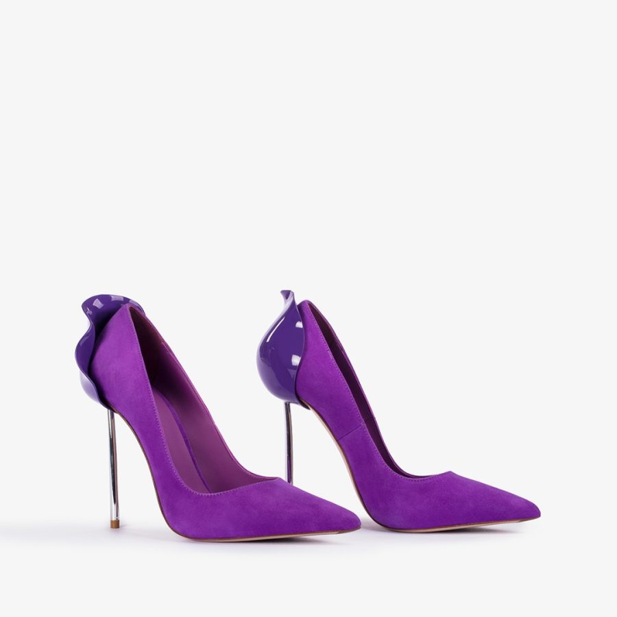 PETALO PUMP 120 mm-Queen purple suede pump - Image 2