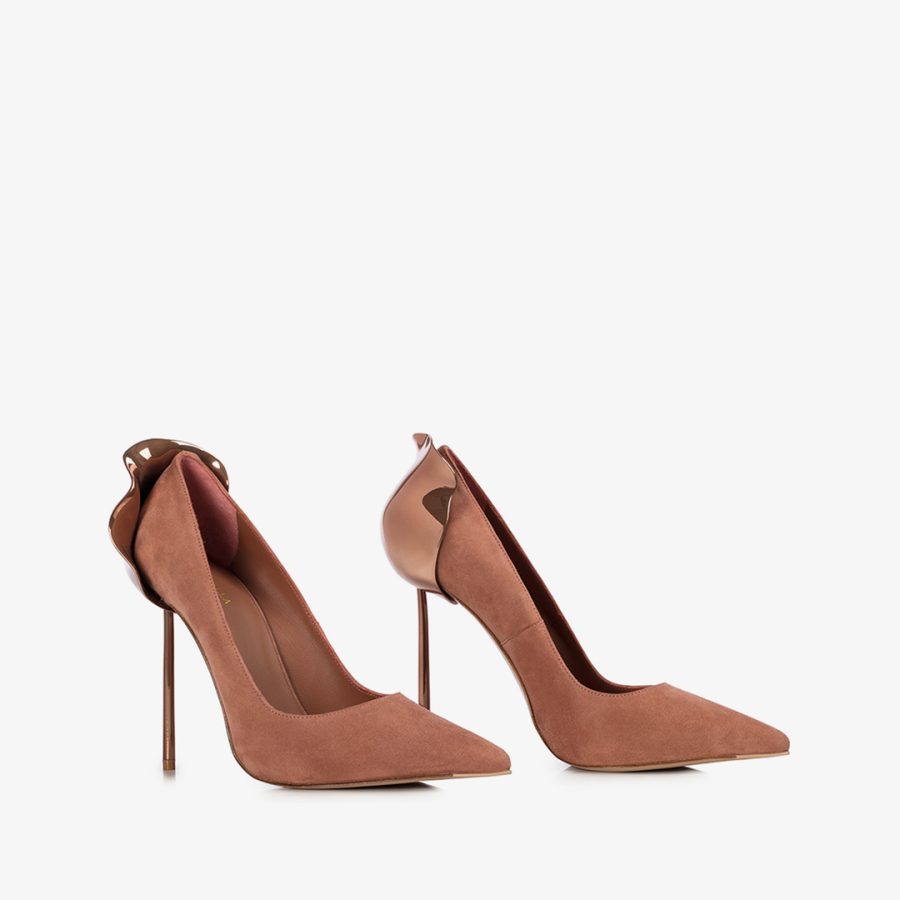 PETALO PUMP 120 mm-Cake brown suede pump - Image 2