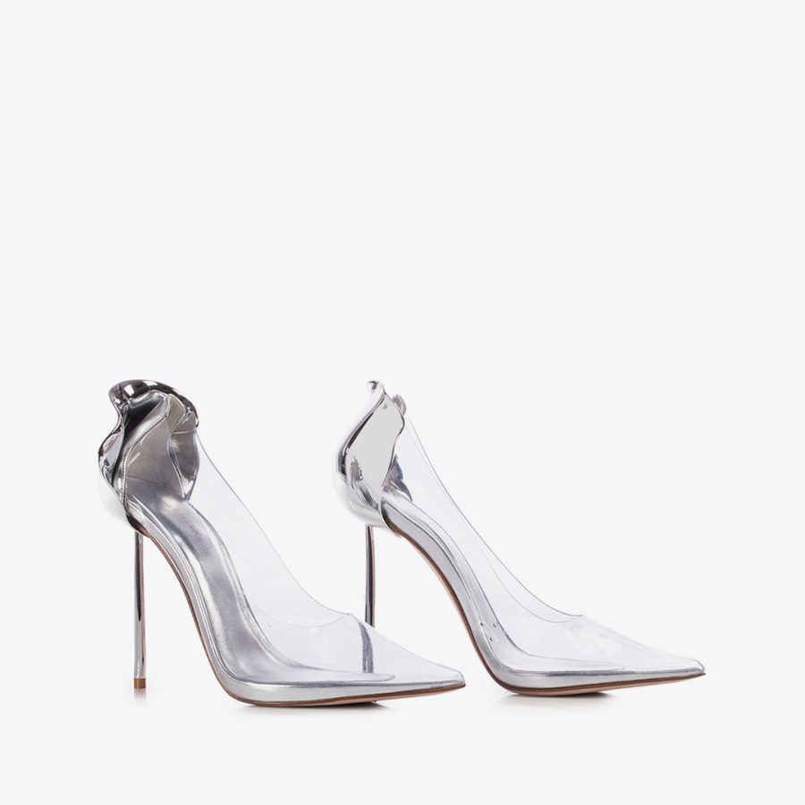 PETALO PUMP 120 mm-Transparent plexy pump with silver heel - Image 2