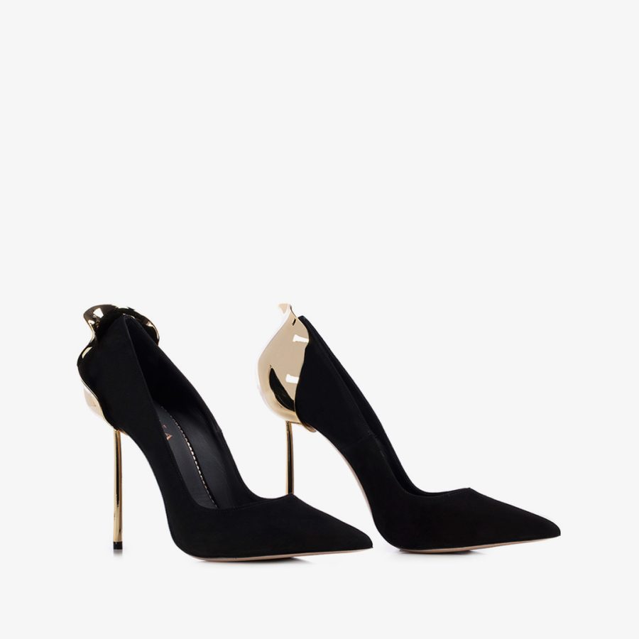 PETALO PUMP 120 mm-Black suede pump - Image 2