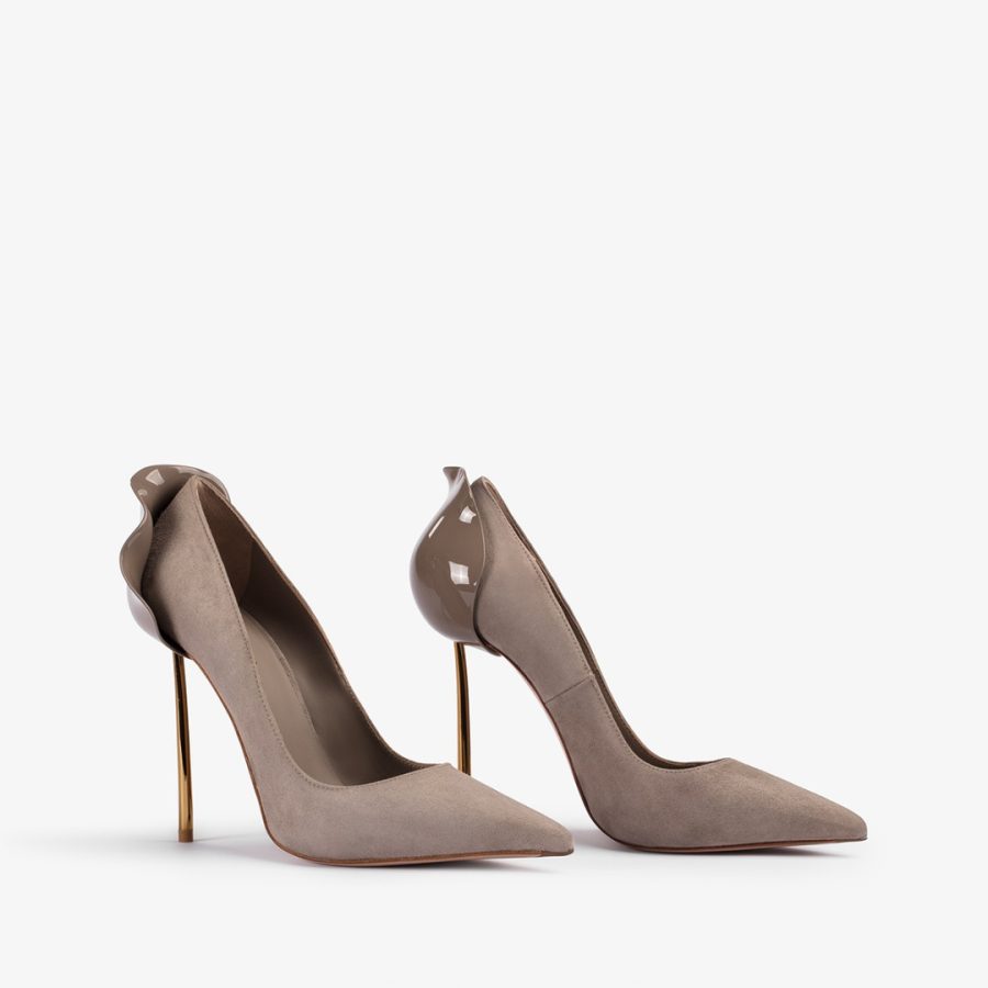 PETALO PUMP 120 mm-Sesame gray suede pump - Image 2