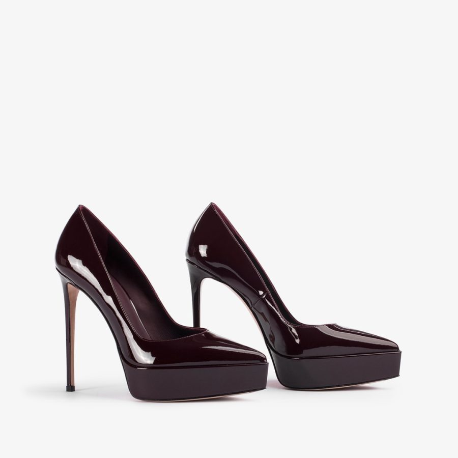 UMA PUMP 140 mm-Cherry red patent leather platform pump - Image 2