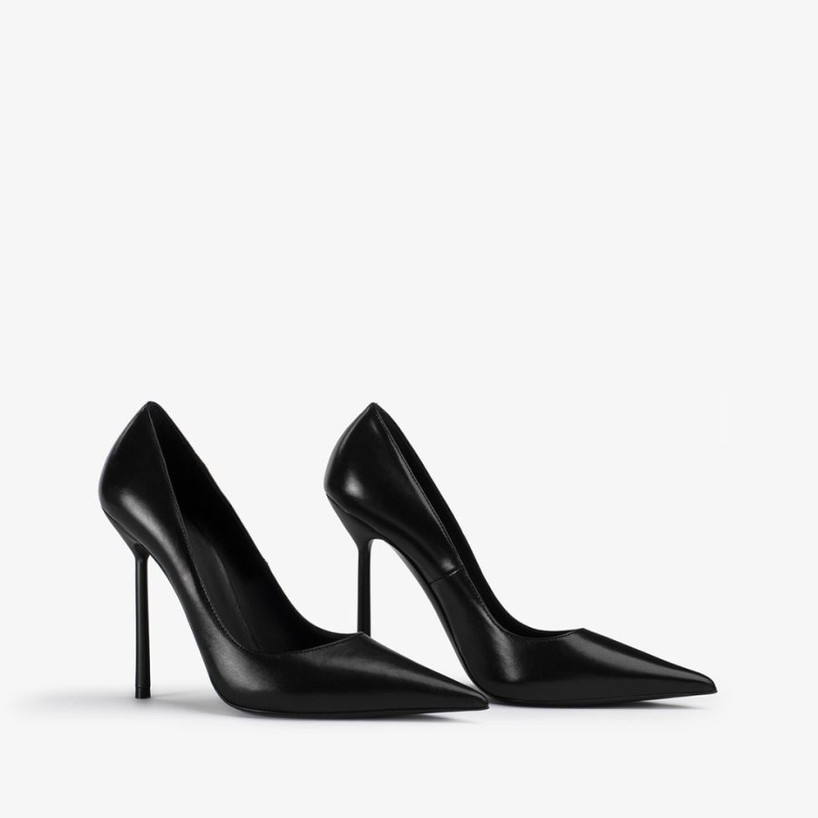 BELLA PUMP 120 mm-Black leather pump - Image 2