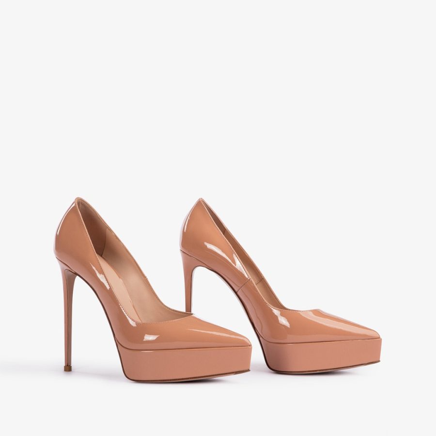 UMA PUMP 140 mm-Phard nude patent leather platform pump - Image 2