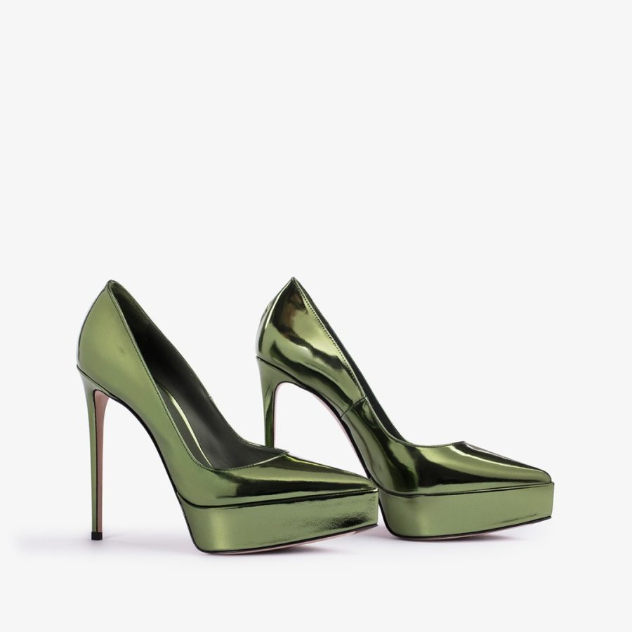 UMA PUMP 140 mm-Pyrite green metallic platform pump - Image 2