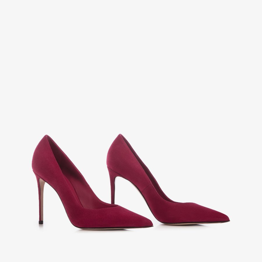 EVA PUMP 100 mm-Pomegranate red suede pump - Image 2