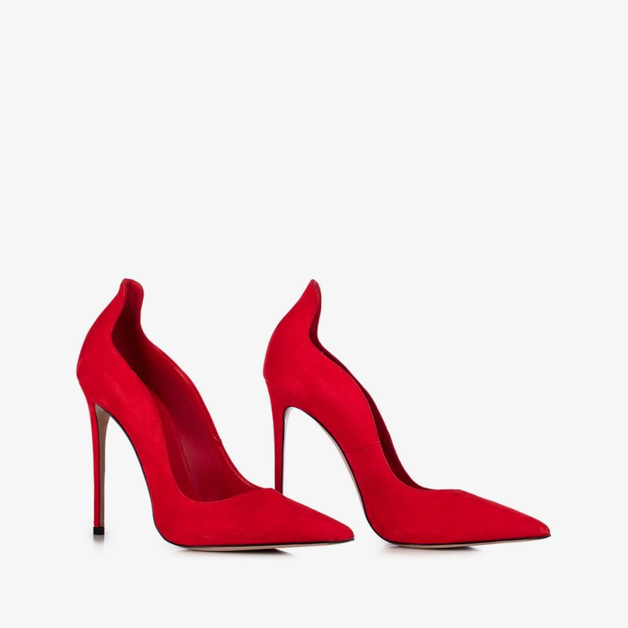 IVY PUMP 120 mm-Red suede pump - Image 2