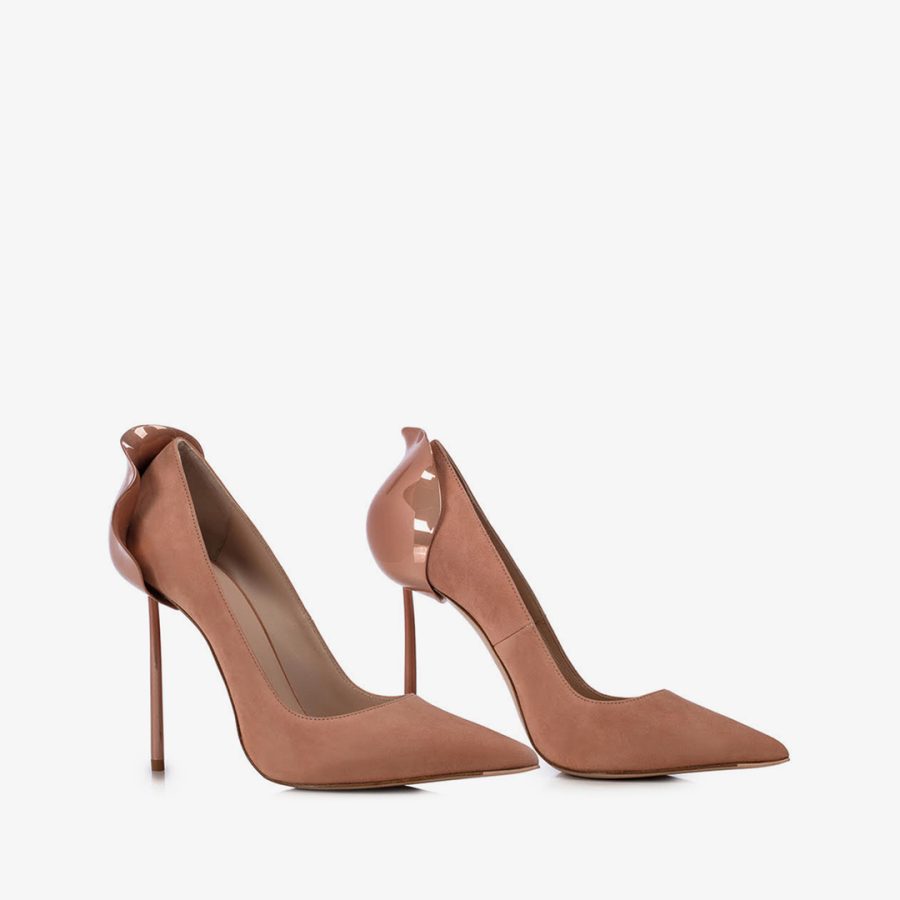 PETALO PUMP 120 mm-Phard nude suede pump - Image 2