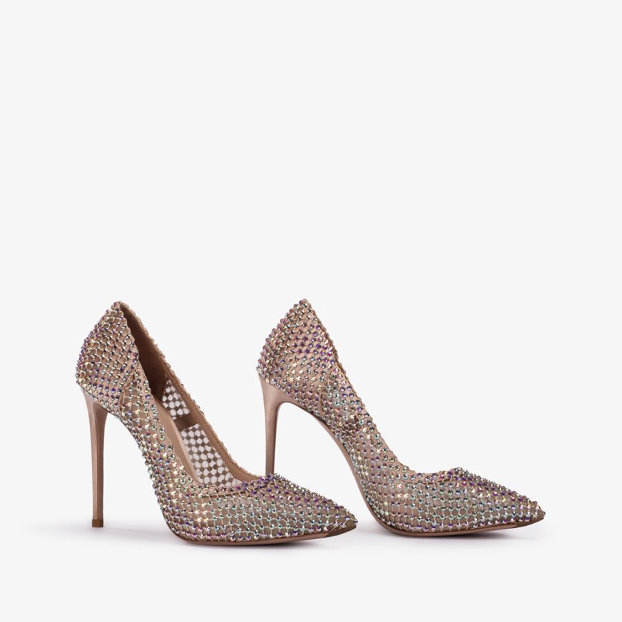 GILDA PUMP 120 mm-Skin nude fishnet pump with Crystals - Image 2