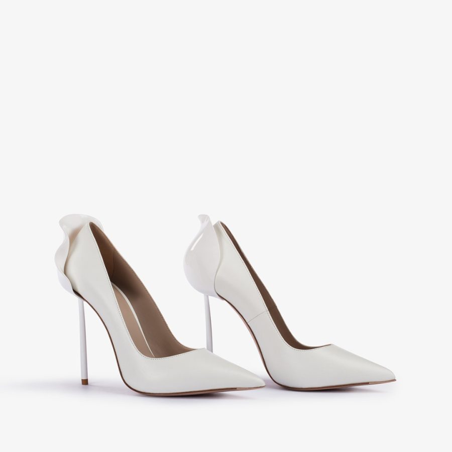 PETALO PUMP 120 mm-Paper white leather pump - Image 2