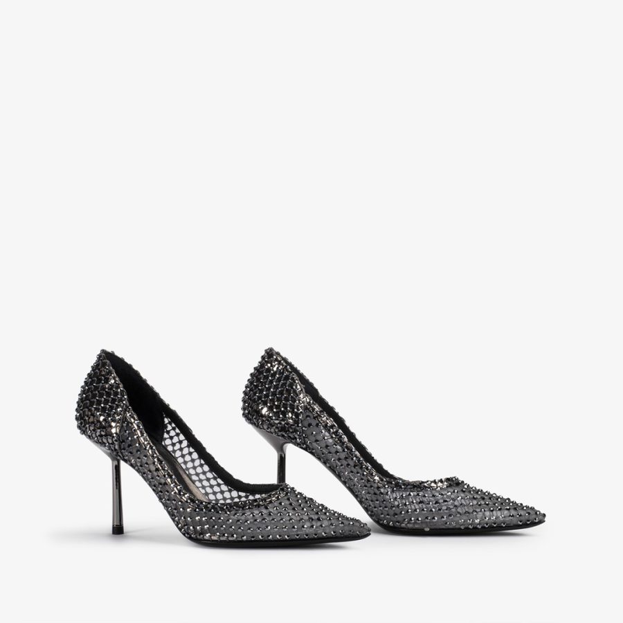 GILDA PUMP 80 mm-Pewter fishnet pump with Crystals - Image 2