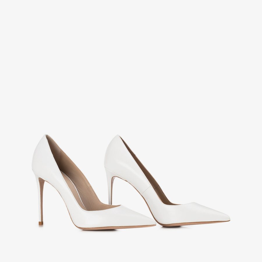 EVA PUMP 100 mm-White leather pump - Image 2