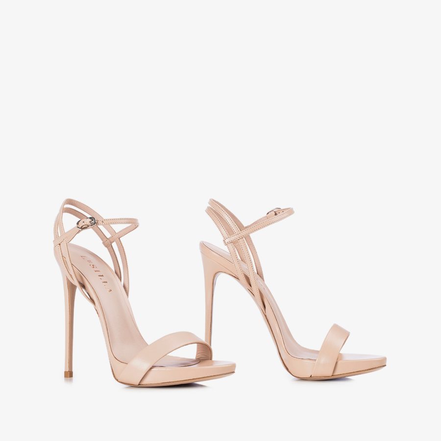 GWEN SANDAL 120 mm-Skin nude leather sandal - Image 2