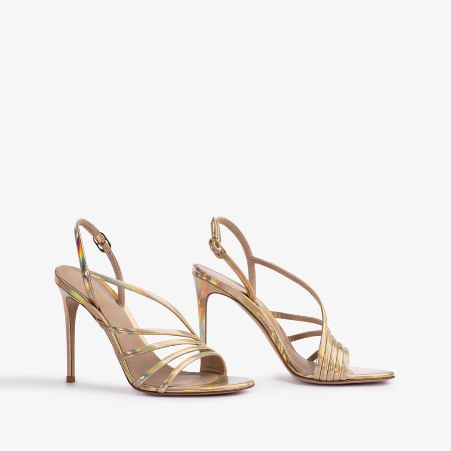 SCARLET SANDAL 105 mm-Nude iridescent sandal - Image 2