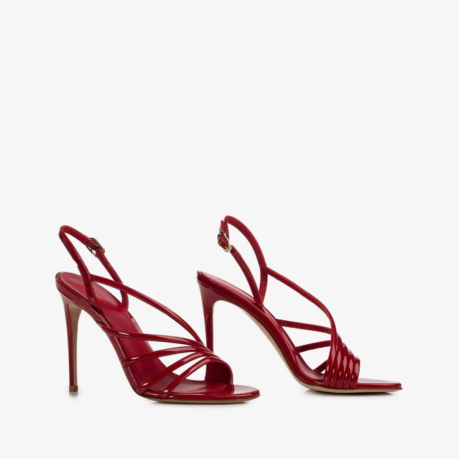 SCARLET SANDAL 105 mm-Red patent leather sandal - Image 2