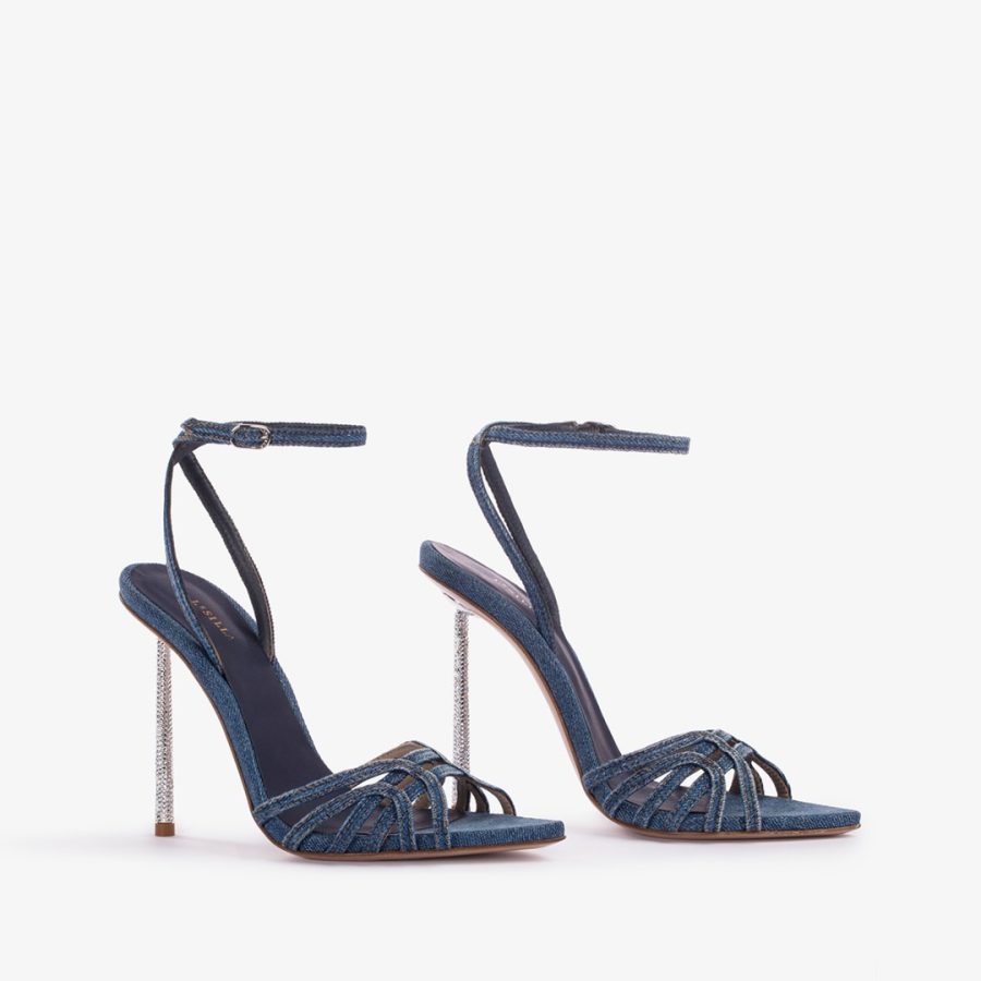 BELLA SANDAL 120 mm-Blue denim sandal - Image 2