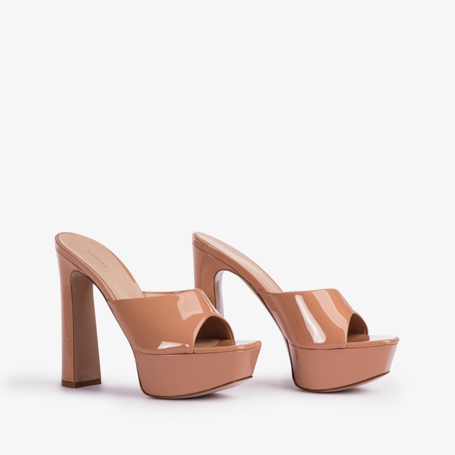 RESORT SANDAL 140 mm-Phard nude patent leather platform sandal - Image 2