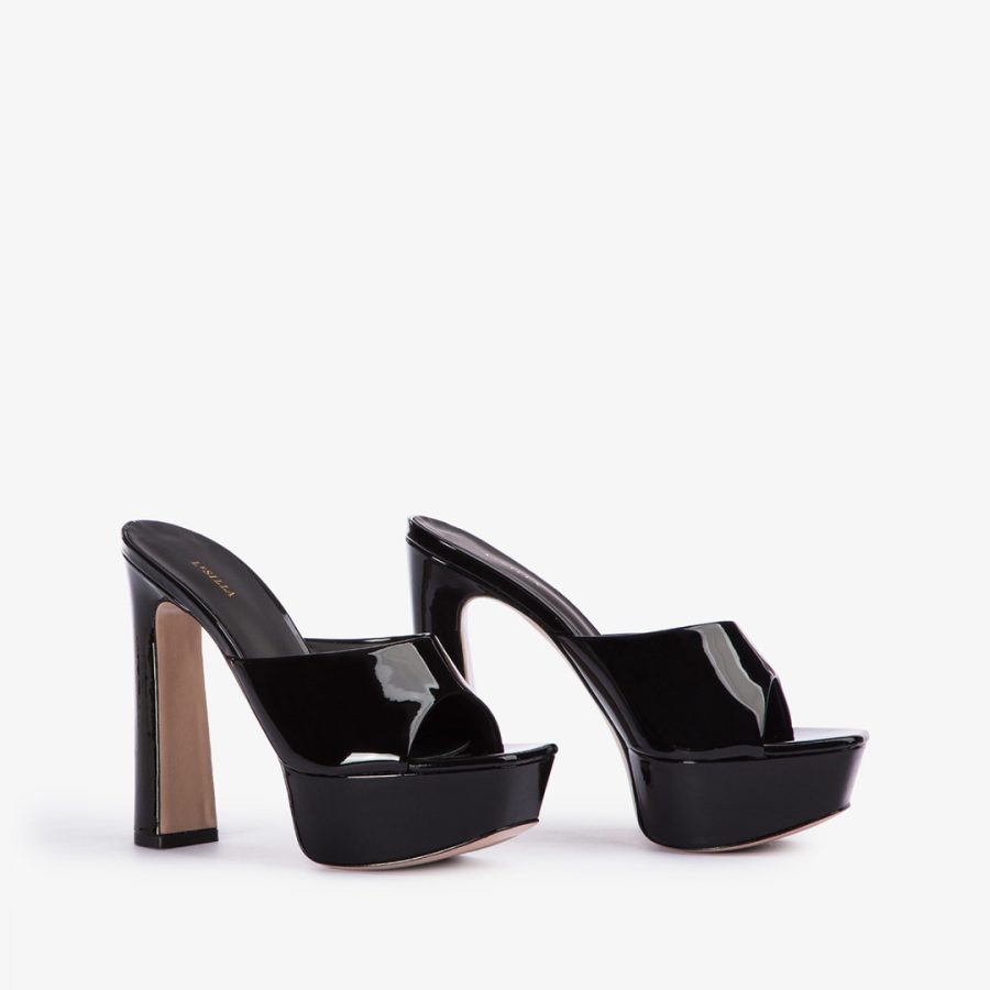 RESORT SANDAL 140 mm-Black patent leather platform sandal - Image 2