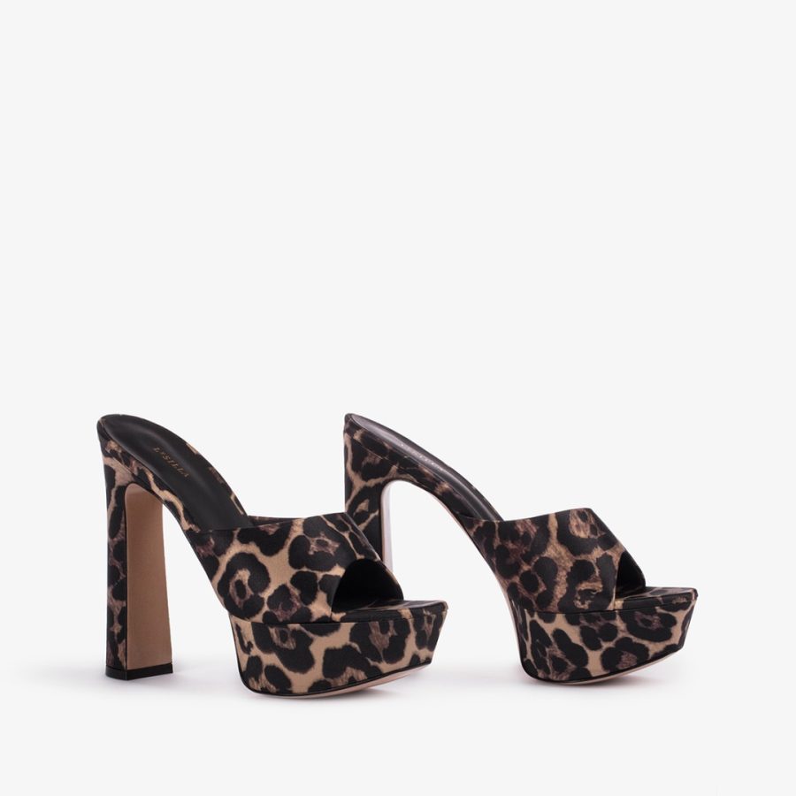 RESORT SANDAL 140 mm-Leopard print satin platform mule sandal - Image 2