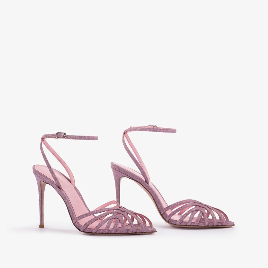 EMBRACE SANDAL 105 mm-Goddess pink glitter sandal - Image 2