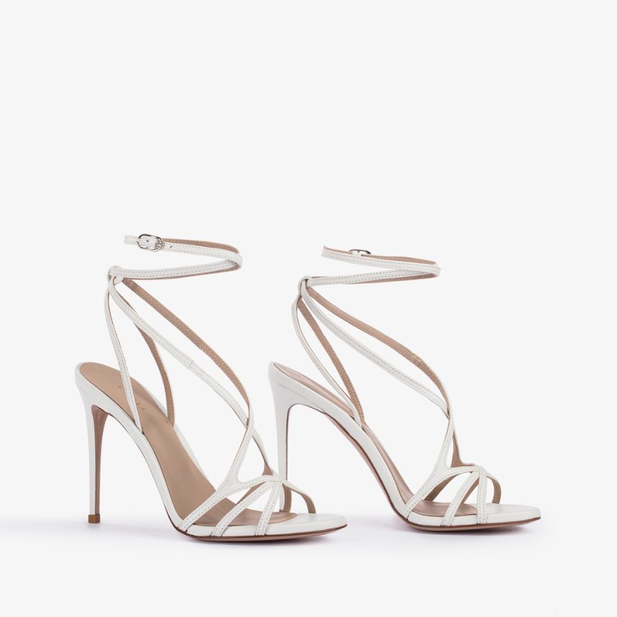 BELEN SANDAL 105 mm-White leather sandal - Image 2