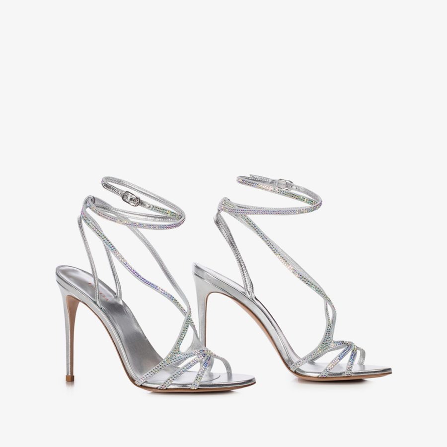 BELEN SANDAL 105 mm-Silver crystal sandal - Image 2