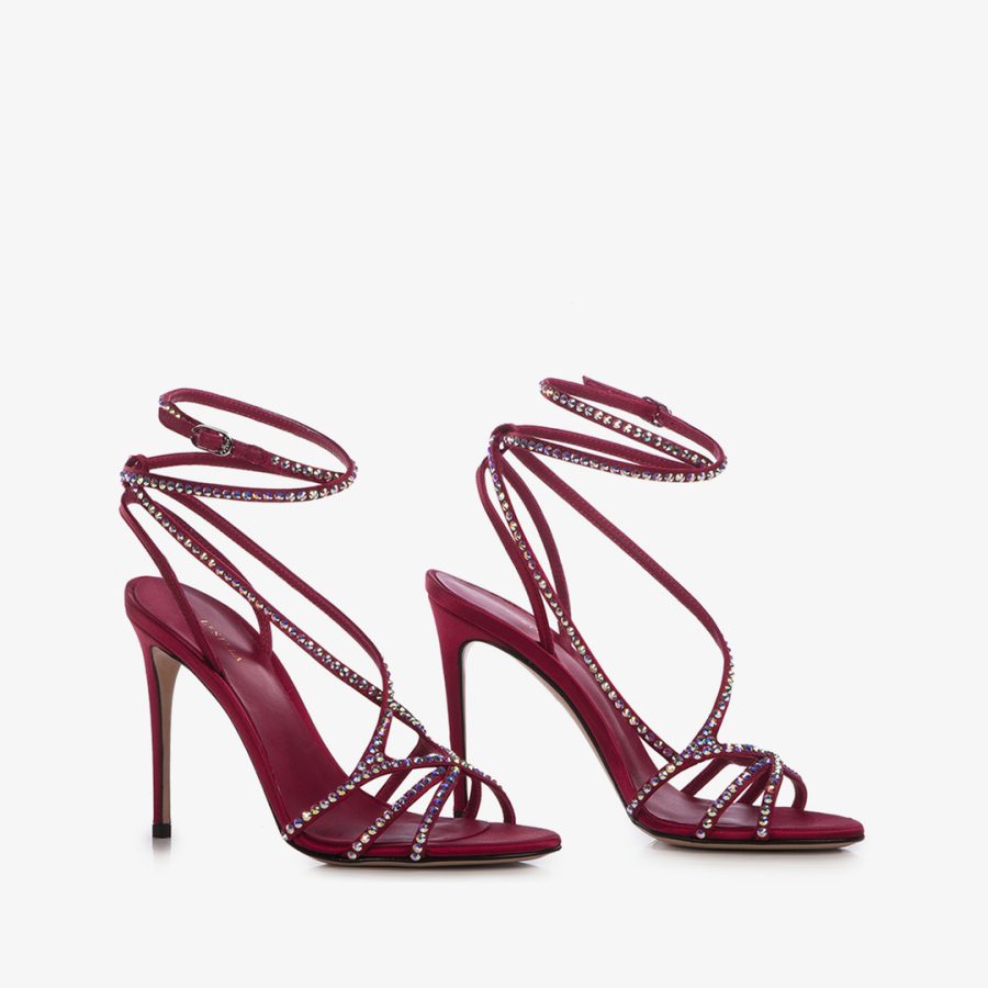 BELEN SANDAL 105 mm-Magnificent red satin sandal - Image 2