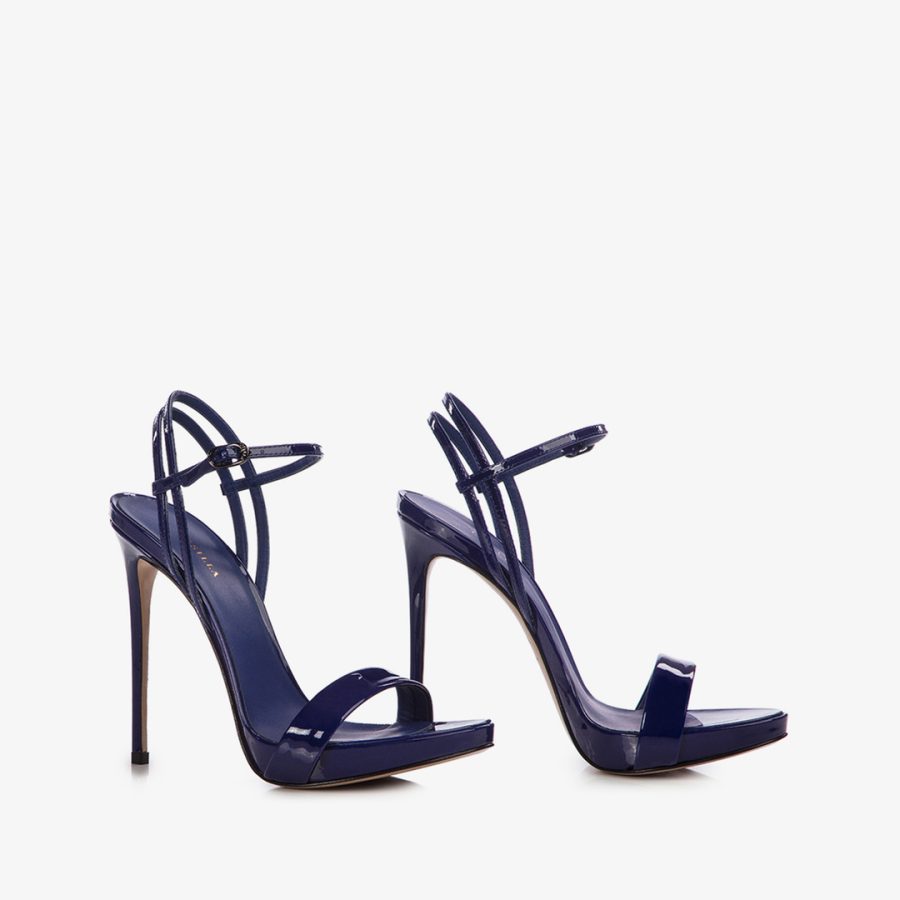 GWEN SANDAL 120 mm-Lazuli blue patent leather sandal - Image 2