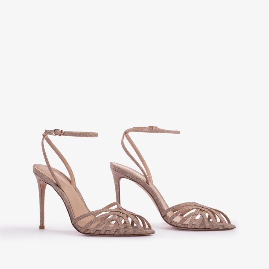 EMBRACE SANDAL 105 mm-Skin nude glitter sandal - Image 2