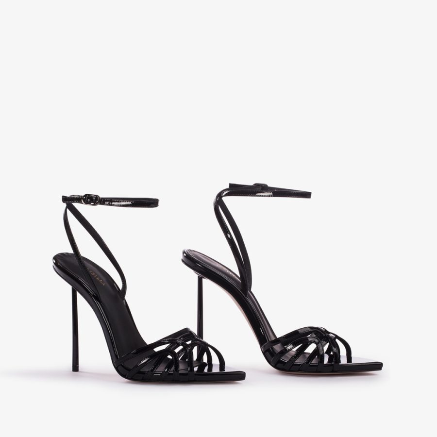 BELLA SANDAL 120 mm-Black patent sandal - Image 2