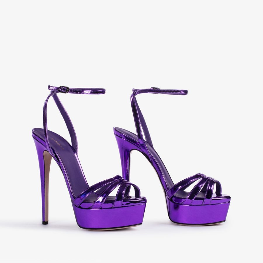 LOLA SANDAL 140 mm-Kamala purple metallic platform sandal - Image 2