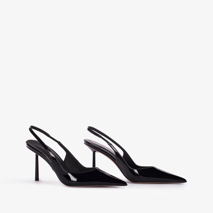 BELLA SLINGBACK 80 mm-Black patent leather slingback - Image 2