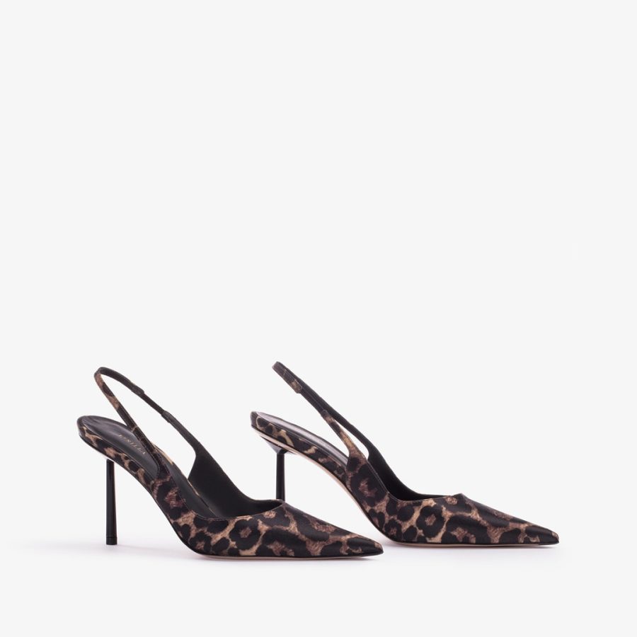 BELLA SLINGBACK 80 mm-Leopard print satin slingback - Image 2