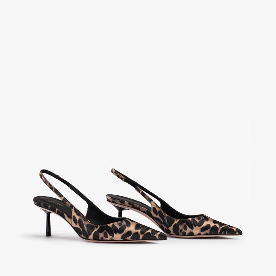 BELLA SLINGBACK 60 mm-Leopard print satin slingback - Image 2