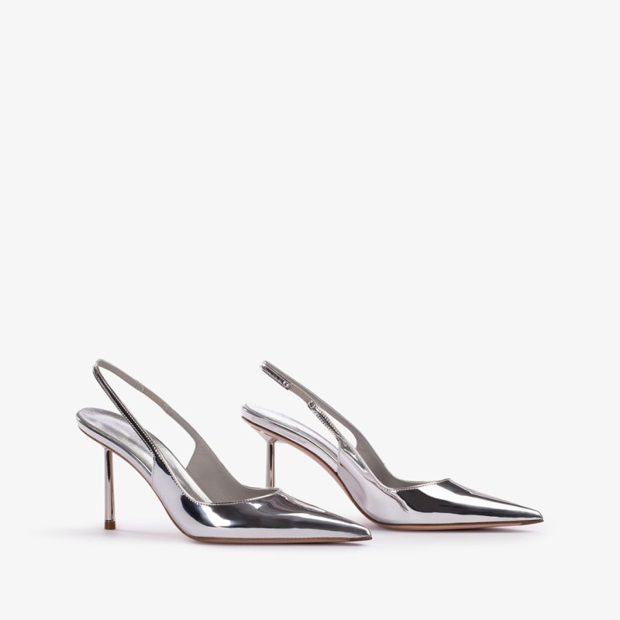 BELLA SLINGBACK 80 mm-Silver metallic slingback - Image 2