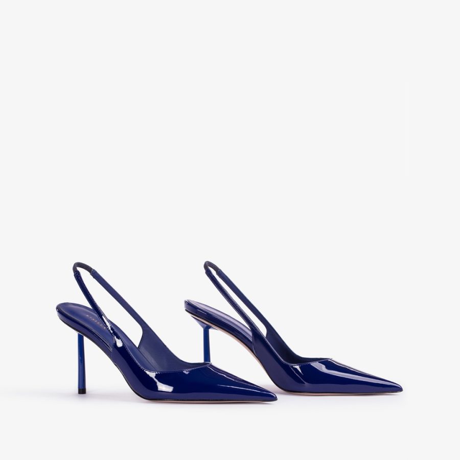 BELLA SLINGBACK 80 mm-Lazuli blue patent leather slingback - Image 2