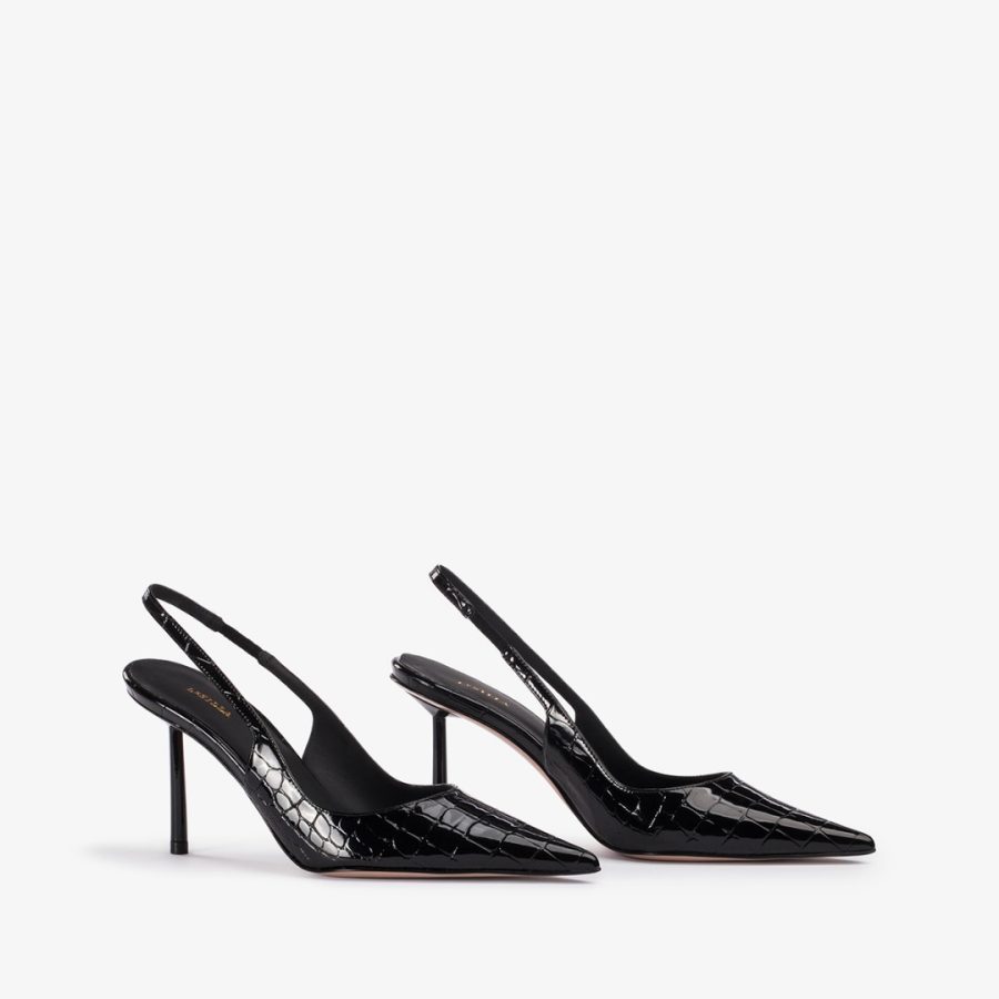 BELLA SLINGBACK 80 mm-Black croc-print slingback - Image 2