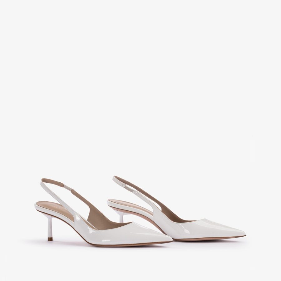 BELLA SLINGBACK 60 mm-Paper white patent leather slingback - Image 2