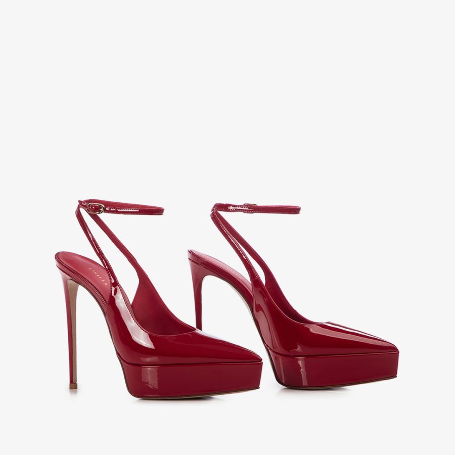 UMA SLINGBACK 140 mm-Red patent leather platform slingback - Image 2