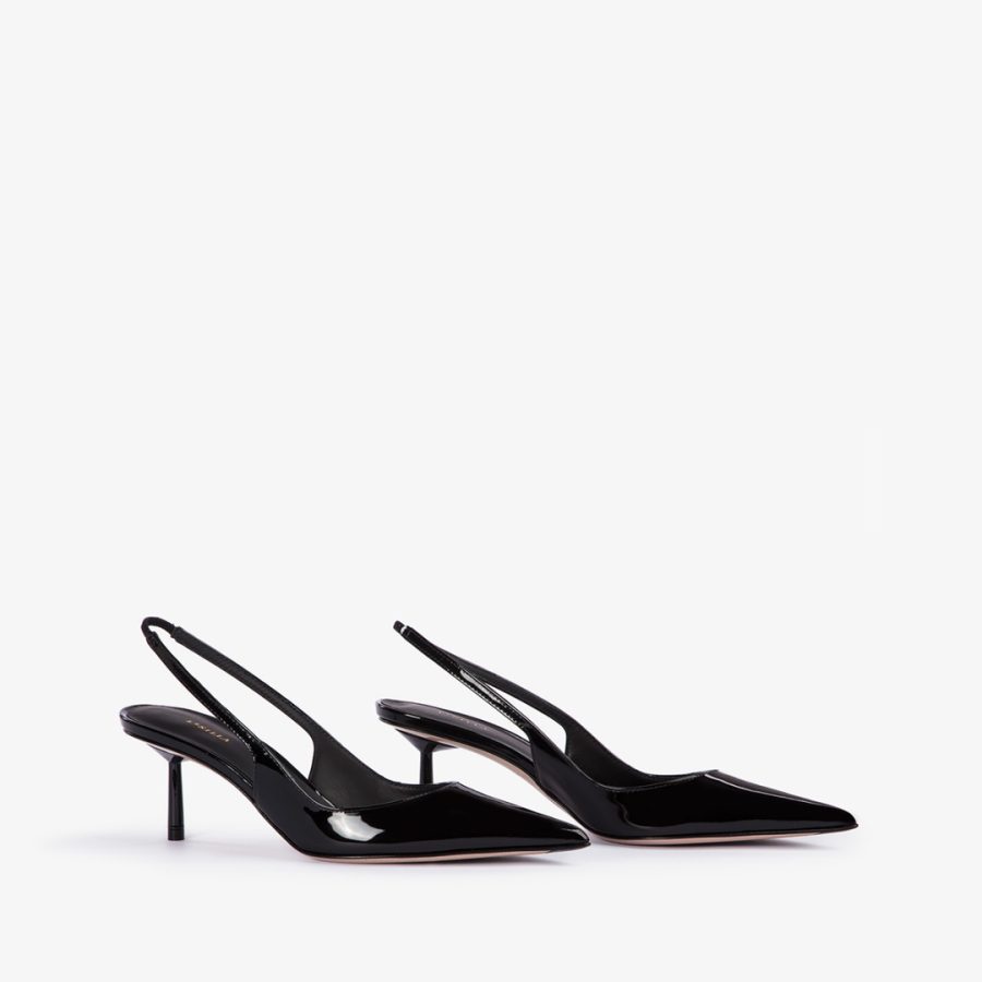 BELLA SLINGBACK 60 mm-Black patent leather slingback - Image 2