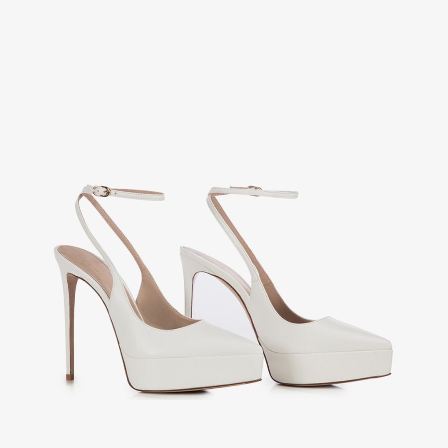 UMA SLINGBACK 140 mm-Paper white leather platform slingback - Image 2