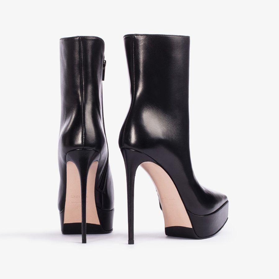 UMA ANKLE BOOT 140 mm-Black leather platform ankle boot - Image 3