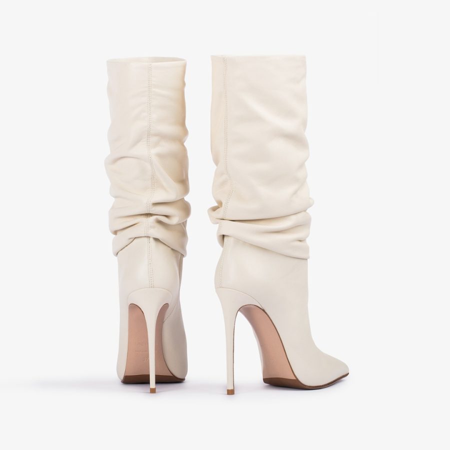 EVA ANKLE BOOT 120 mm-Milk white nappa leather ankle boot - Image 3