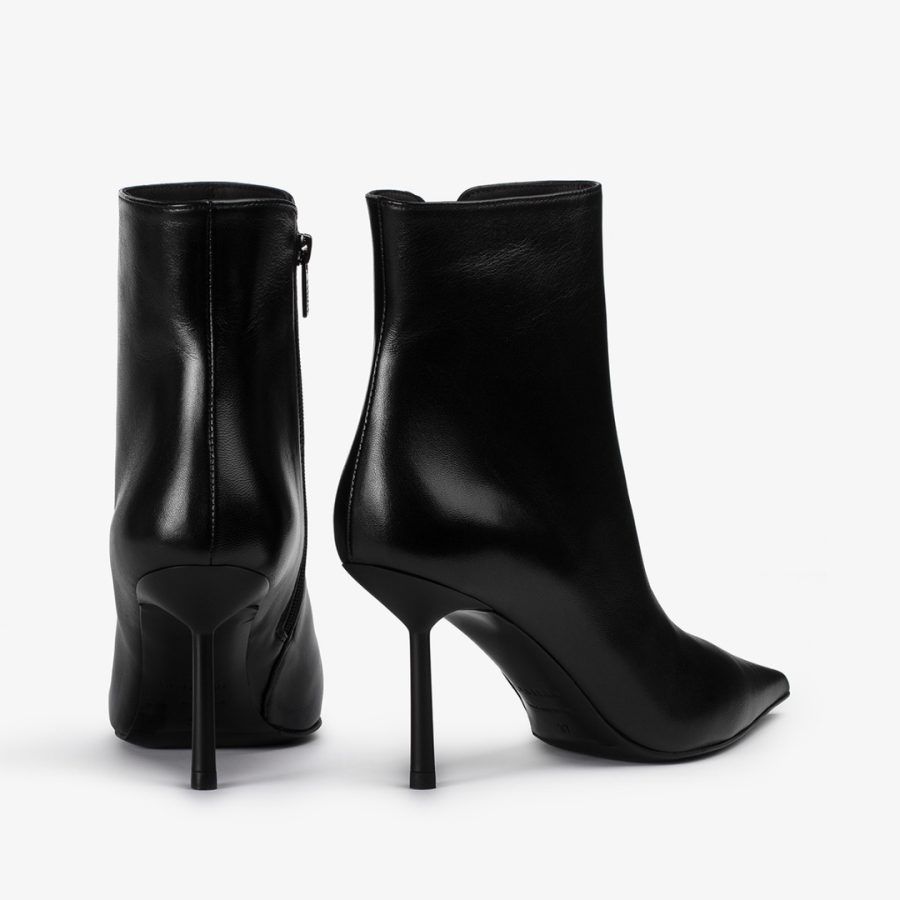 BELLA ANKLE BOOT 80 mm-Black leather ankle boot - Image 3