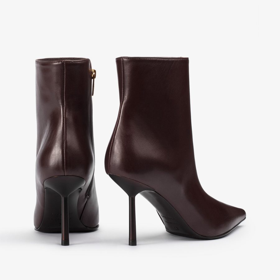 BELLA ANKLE BOOT 80 mm-Dark chocolate brown leather ankle boot - Image 3